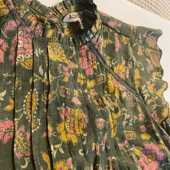 Nanette Lepore Flutter Sleeve Blouse Green Paisley & Floral Print Cottage Size M - Picture 7 of 9